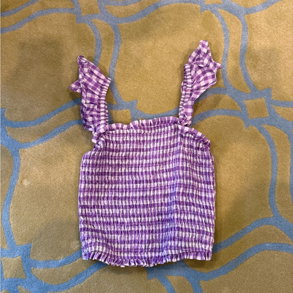 Purple Gingham Crop Top
